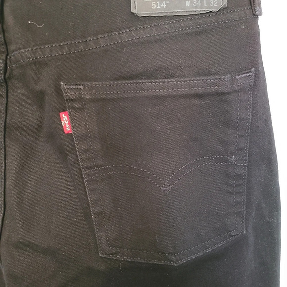 Levi's 514 Straight Black Jeans Men's Size W34 L32 - Picture 8 of 11